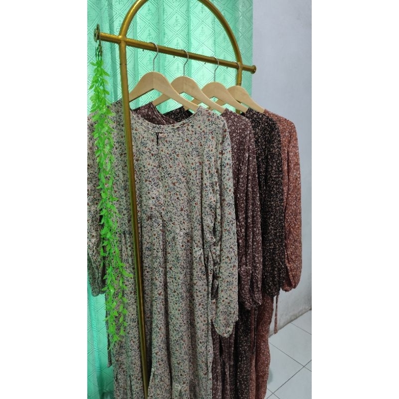 MIDI Dress Rayon Premium Susun / Rempel Bawah