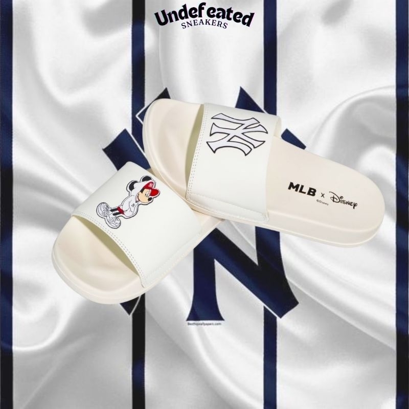 UD MLB KOREA NEW YORK YANKESS X MICKEY MOUSE MONOGRAM SLIDE - WHITE