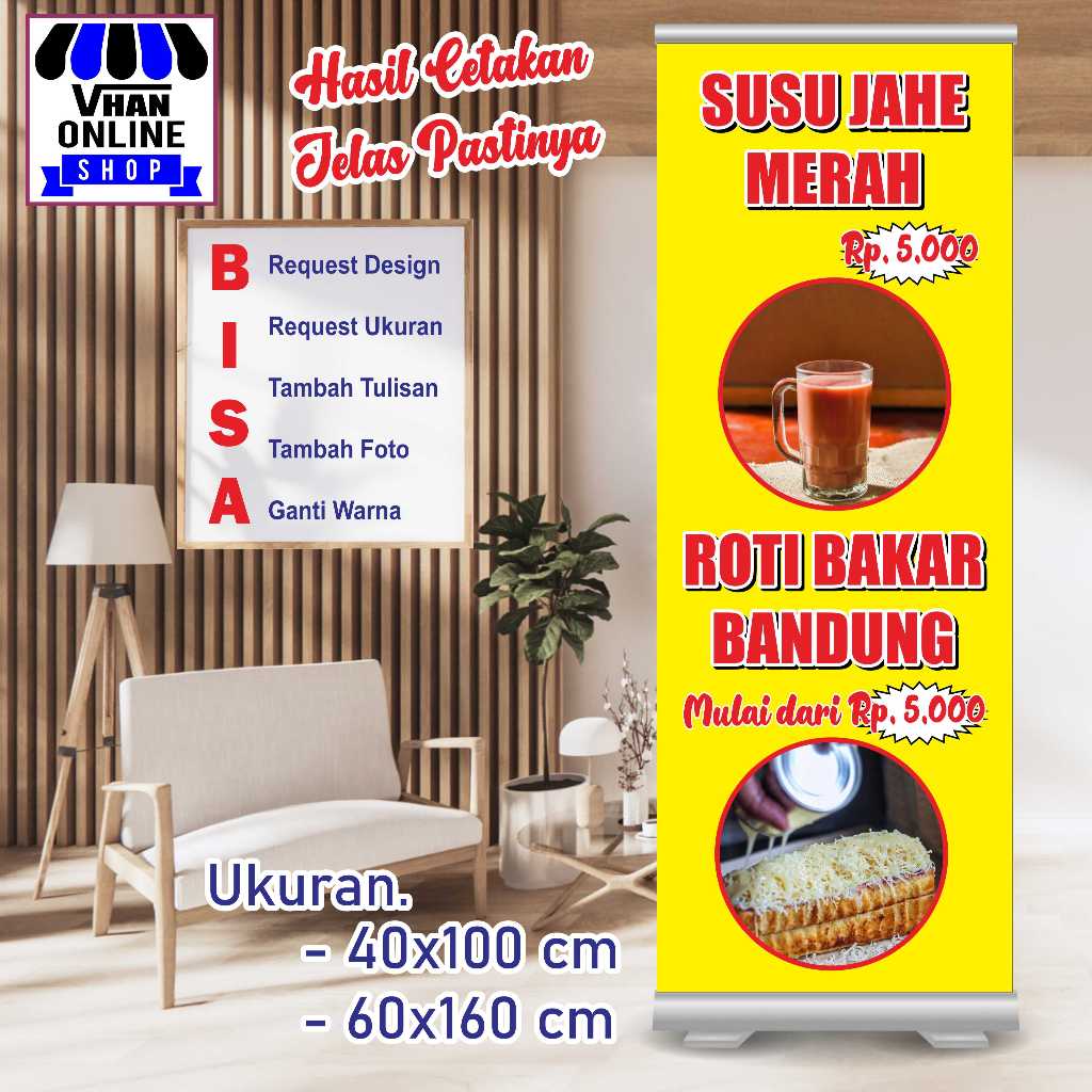 Cetak Spanduk MMT Banner Jualan Susu Jahe Merah Dan Roti Bakar Bandung