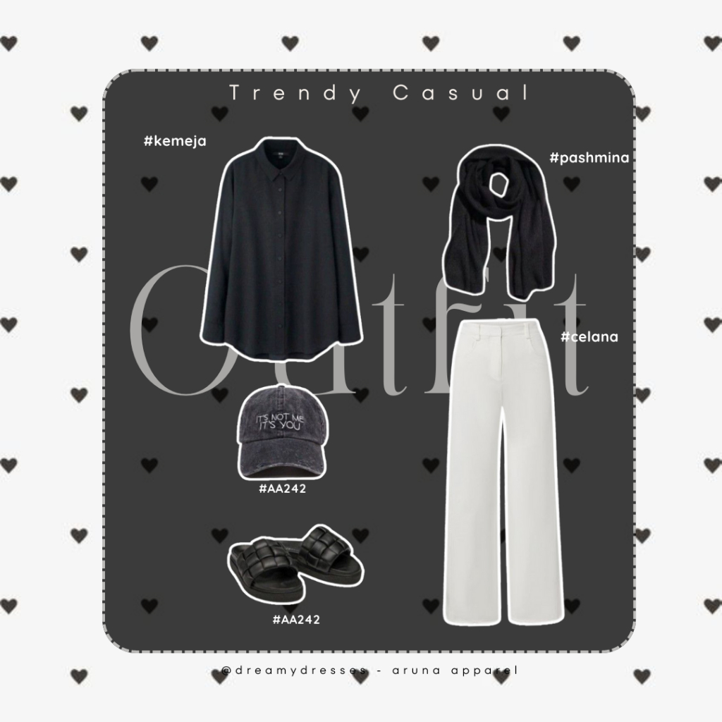 Set AA242 - 3in1 Setelan Murah One Set Wanita OOTD Hijab Casual Mamba Outfit OOTD Kuliah, Kerja
