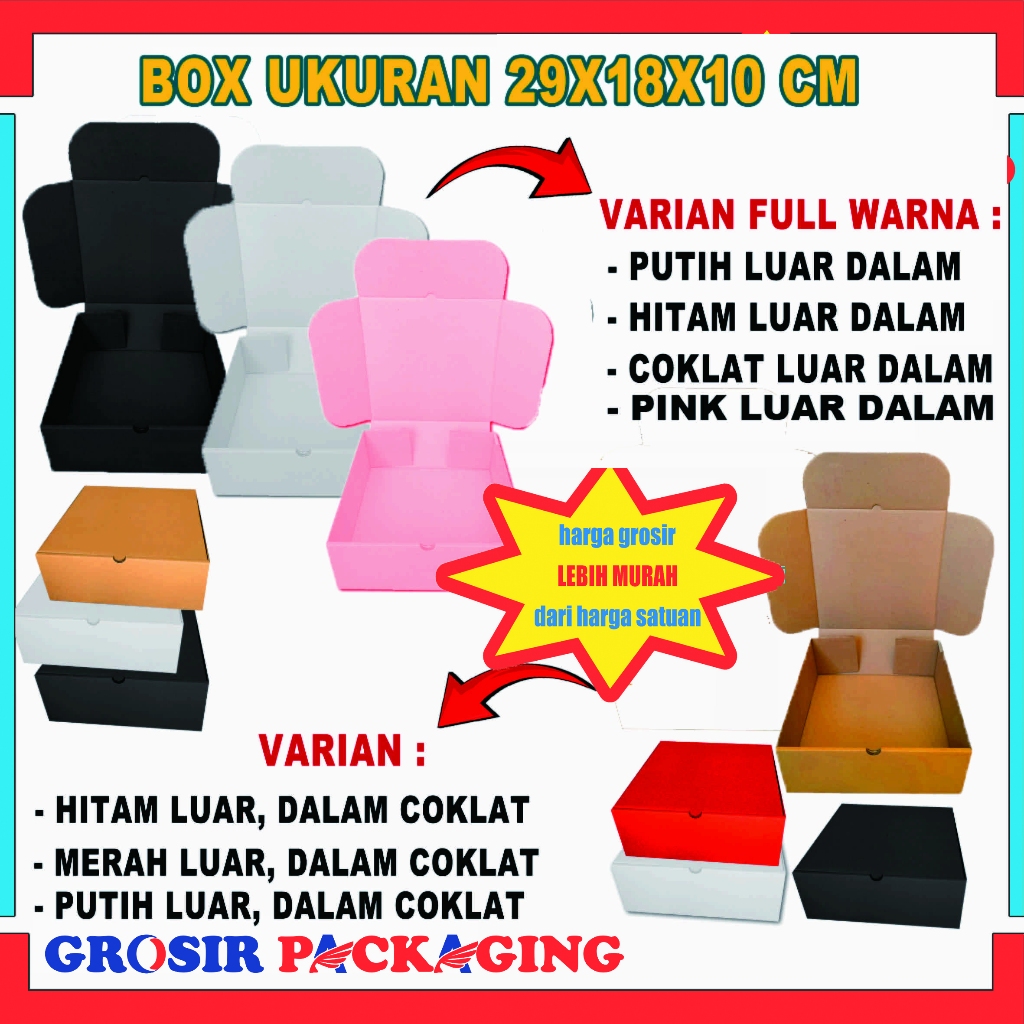 

(PAKET 100 PCS) Box 28x19x10 Cm/ Kardus Polos/ Karton/ Box