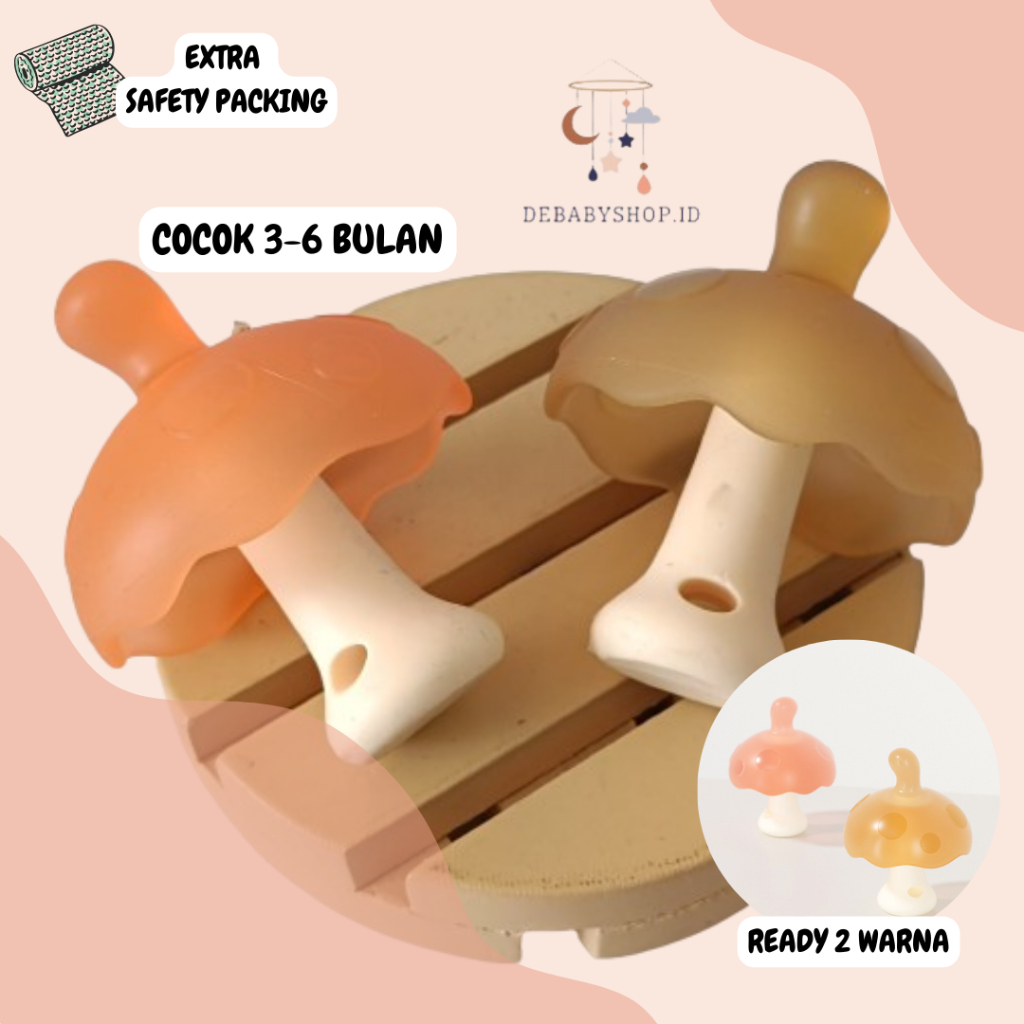 (TERMURAH) Gigitan Silicone Bentuk Jamur Nipple / Thumb Teether / Teether Silicone Bayi 3+ bulan