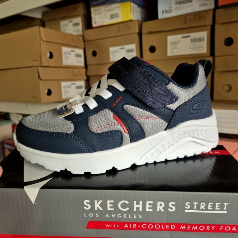 Skechers Sepatu Sneakers Anak Uno Lite-Braxter |Kids Sneaker Shoes Skechers Navy/Red Original