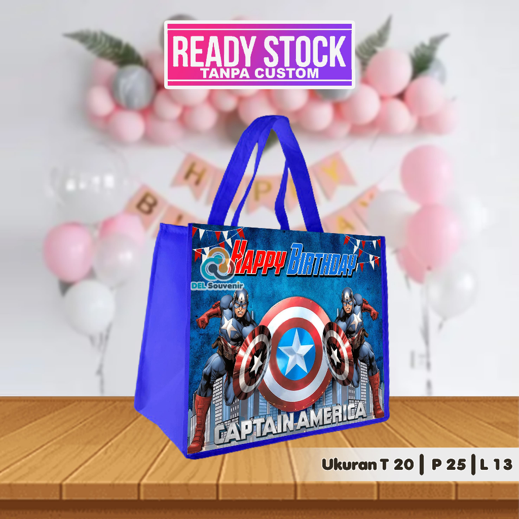 

READY STOCK SIAP KIRIM !! TAS ULTAH ANAK / TAS ULTAH KARAKTER CAPTAIN AMERIKA / TAS SOUVENIR READY STOCK LANGSUNG KIRIM / TAS SOUVENIR ULANG TAHUN / GOODIE BAG ULTAH / TAS ULANG TAHUN