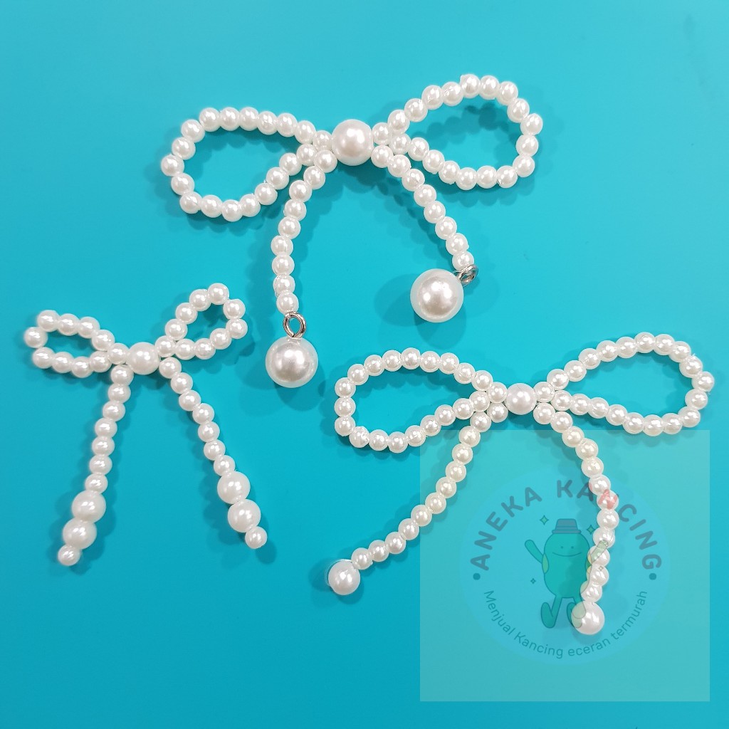 [12pcs] Hiasan Aksesoris Pita Mutiara - Pita Mote Hiasan Baju - Pita Mutiara Kecil - Ribbon Brooch
