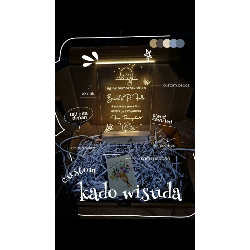 Lampu tidur aesthetic Akrilik Custom Kado Ulang tahun