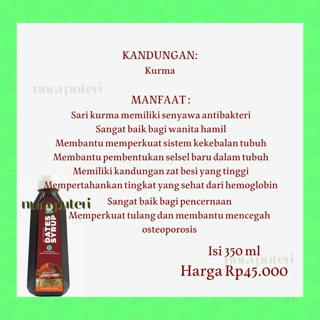 

Dates Syrup HNI HPAI - Sirup Kurma Premium