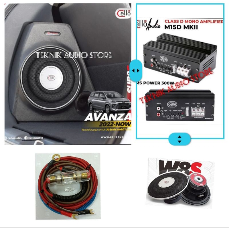 Subwoofer Cello 8inch W8S Include Power Monoblok M15D MKll 300watt Avanza 2022