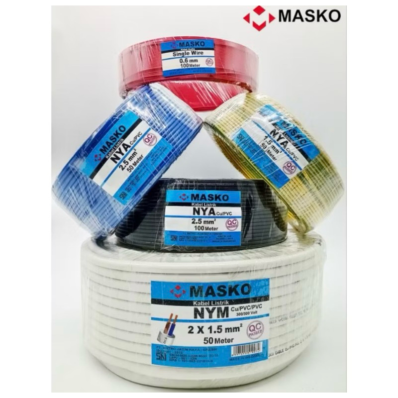 MASKO KABEL NYA 1.5mm 50M 50 METER ROLL Cu /PVC MERAH