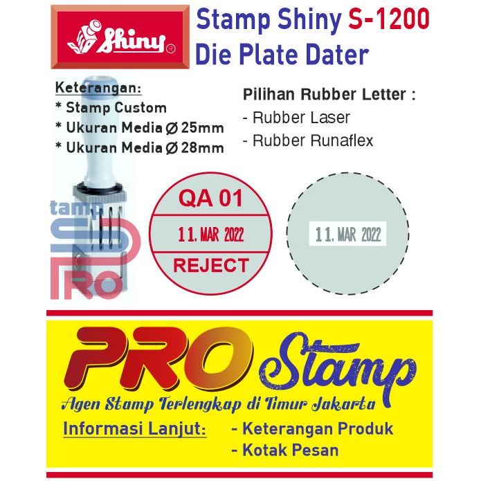 

Stempel Shiny Die Plate Dater S-1200 / Tanggal Manual