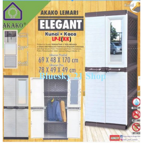 LEMARI PLASTIK 2 PINTU KACA AKAKO/ LEMARI KACA LP-E (KK) ELEGANT AKAKO LEMARI RAK GANTUNG KACA AKAKO
