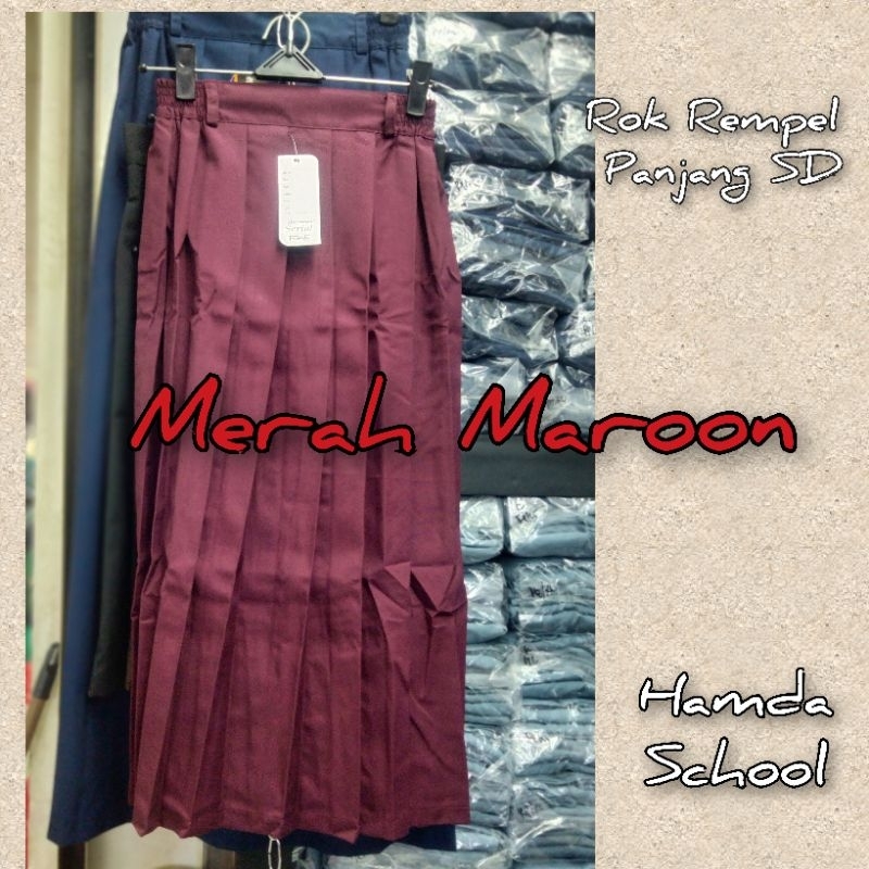Rok Panjang Rempel SD Merah Maroon Seragam Sekolah