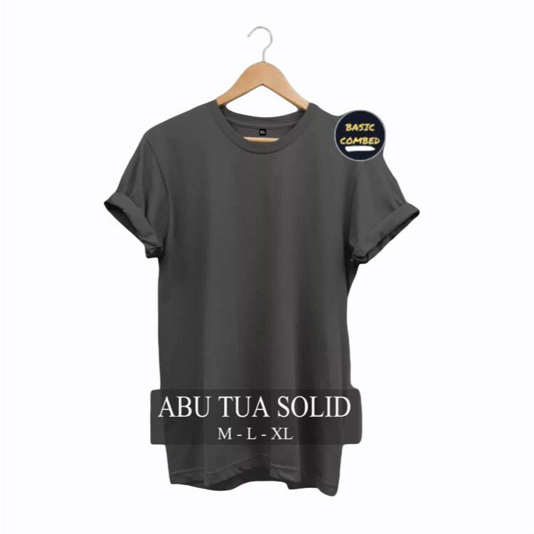 [PROMO] Kaos Polos Abu Tua Solid Lengan Pendek Cotton Combed 30s