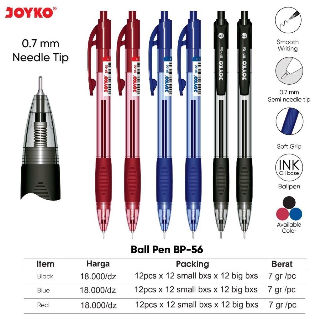 

(HARGA PERLUSIN) Ball Pen Pulpen Pena Joyko BP-56 0.7 mm