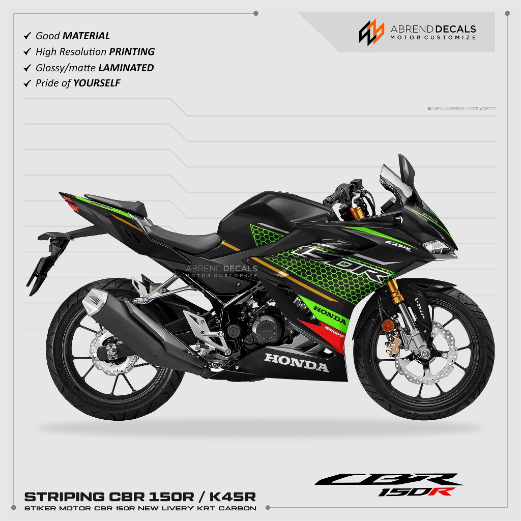 STRIPING CBR 150 R NEW LIVERY KRT CARBON / STIKER MOTOR CBR 150 K45R 2021 - 2023 / STRIPE CBR 150R