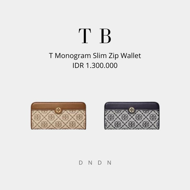 T Monogram Slim Zip Wallet