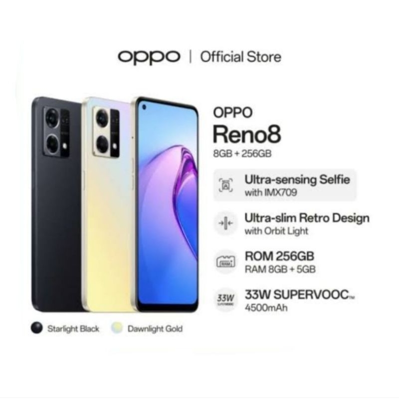 HP OPPO RENO 8 4G 8/256 GB - OPPO RENO 8 4G RAM 8GB ROM 256GB RESMI