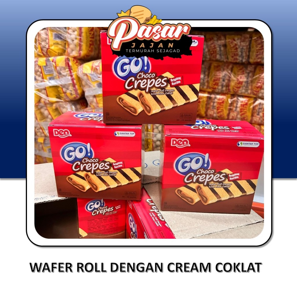 

Go Choco Crepes Wafer Roll Krim Cokelat (isi 24 pcs)