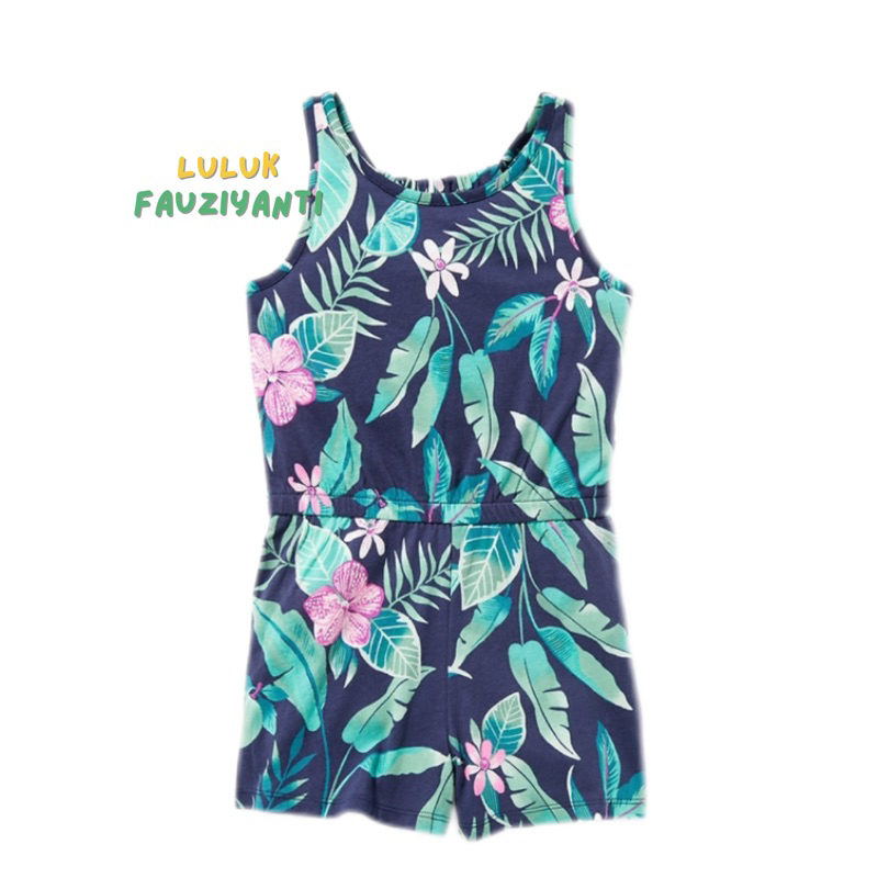 Printed Jersey Racerback Romper Navy Floral 8y Oldnavy (NEW)