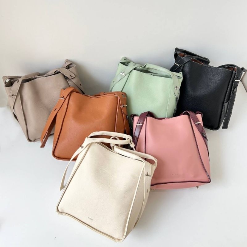 Tas Pedro hobo tote bag 2in1 hitam pink beige hijau merah tosca coklat taupe