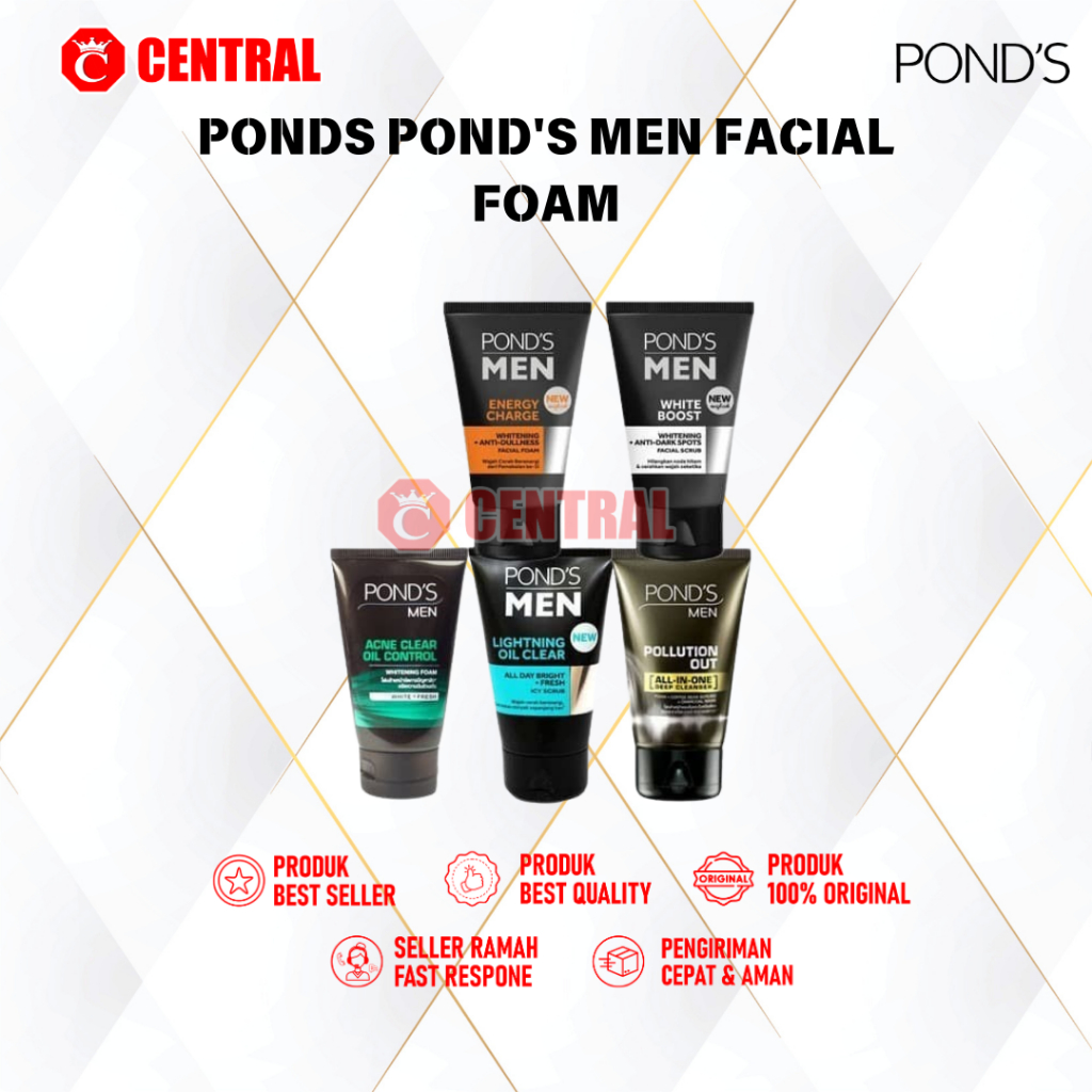 PONDS POND'S MEN FACIAL FOAM OIL CLEAR | OIL FIGHTER | BRIGHT BOOST | PORE VACUUM