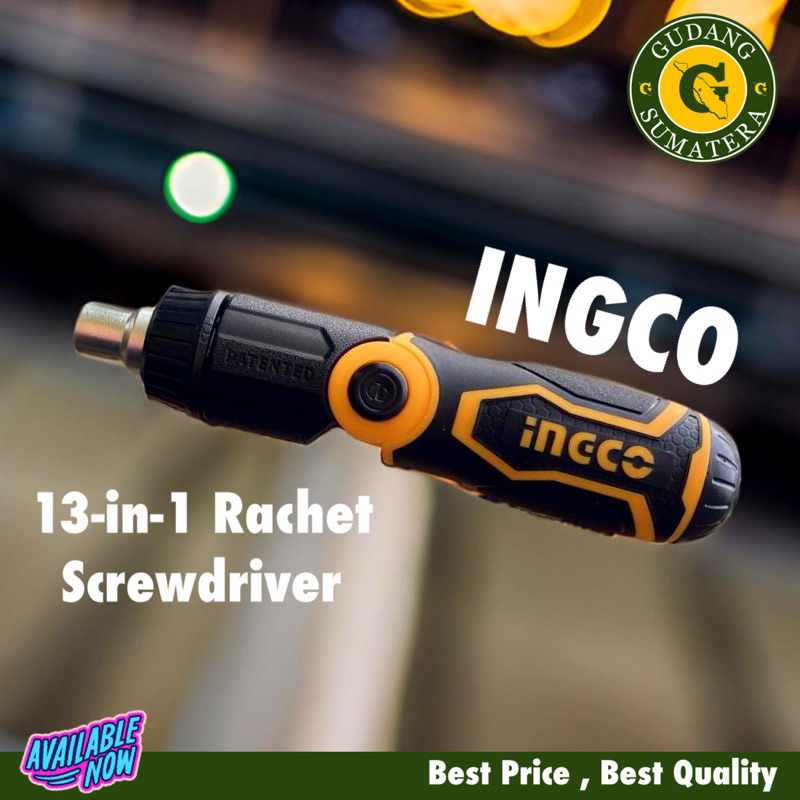 OBENG serbaguna 13-in-1 Ratchet Screwdriver Set INGCO AKISD1208 Obeng Tekuk Ratcheting Obeng Set Ing