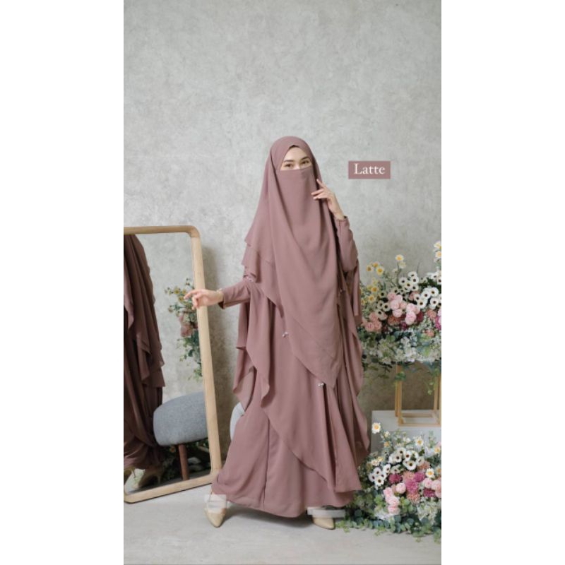ABAYA MINA + OUTER + FK Latte by Ryanda