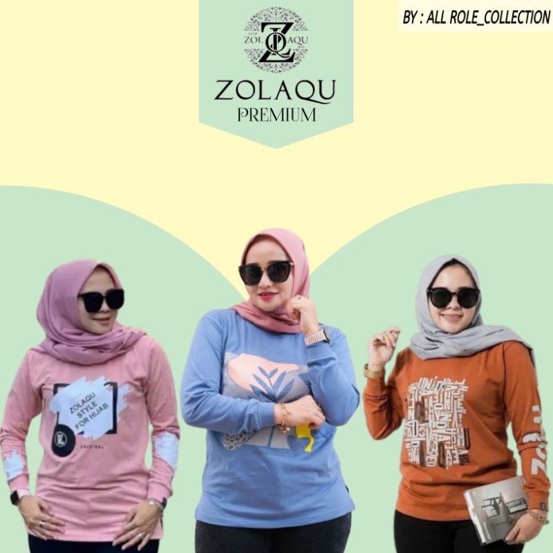 (E05) Atasan kaos zolaqu terlaris bahan katun 24s lengan panjang premium