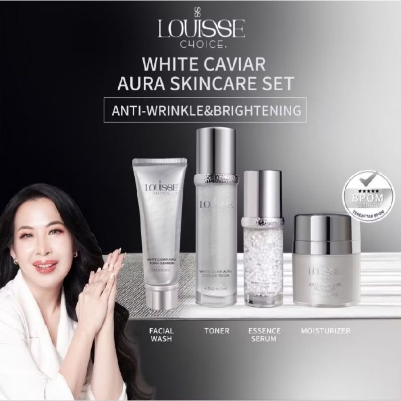 SKINCARE LOUISSE CHOICE WHITE CAVIAR AURA FOAM CLEANSER / TONER / SERUM / AURORA
