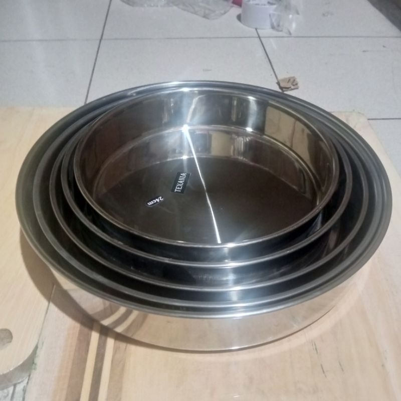 LOYANG BULAT SET STAINLESS STEEL TEBAL UKURAN 24,26,28,39,32 CM TINGGI 5 • LOYANG STAINLESS TEBAL