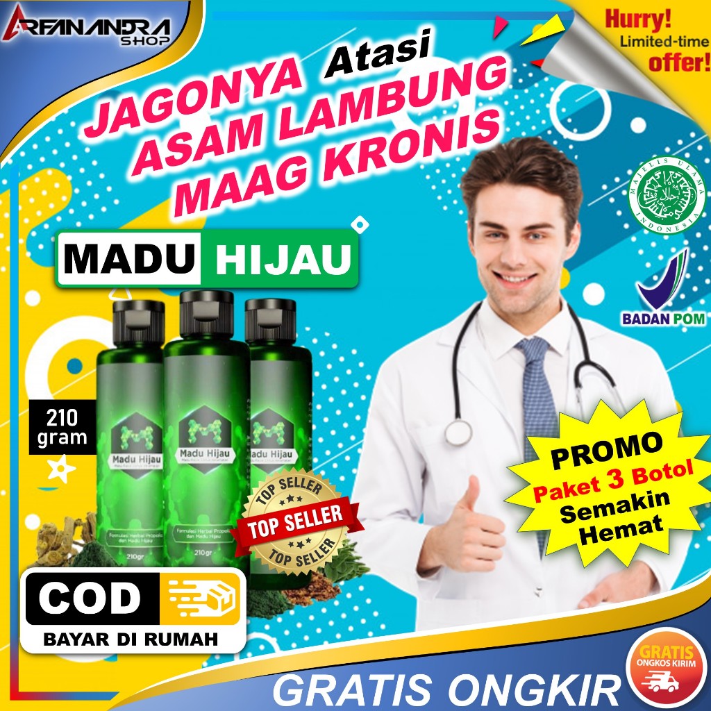 

PAKET 3 BOTOL Madu Hijau Obat Atasi Maag, Gerd, Asam Lambung Naik & Meredakan Infeksi Pada Lambung