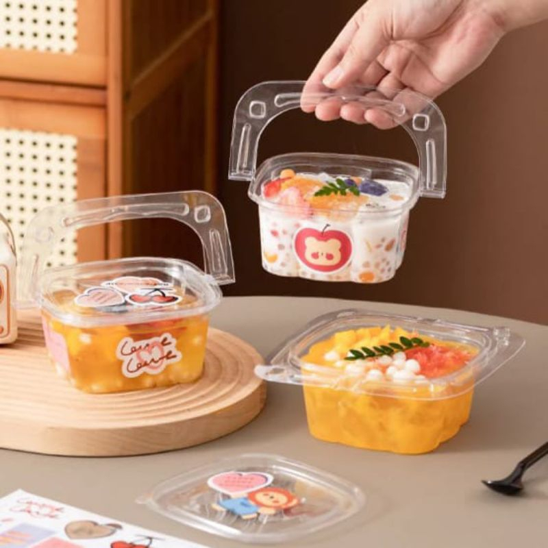 Paket mika kranjang / mika tenteng 500ml + tutup / mika tray nasi / tray mika serbaguna / tray mika 