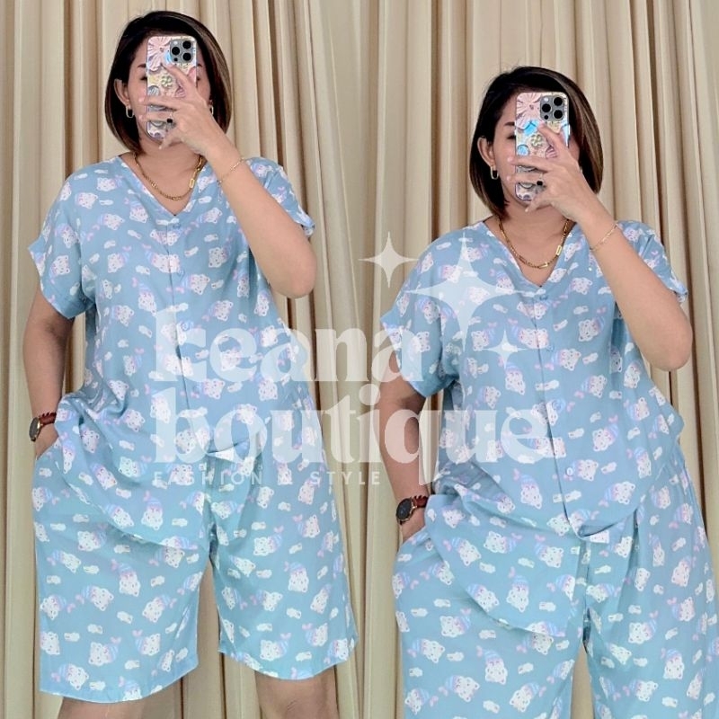 Setelan Oliviaa - Setelan Baju Tidur Wanita | Piyama Rayon Lengan Pendek Celana Panjang | One Set Da