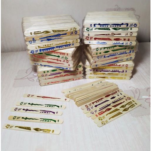 Stik sablon Tinta Mas/Polimas isi 250 pcs Tulisan Mainan stick kayu Es cream Gambar Karakter