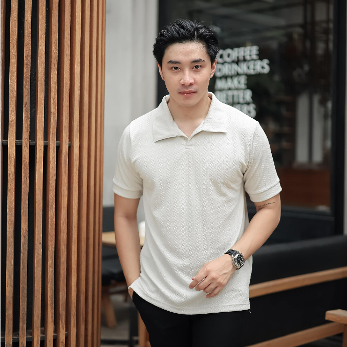 Polo Pria Aborigin Knit Silver Birch - Grit