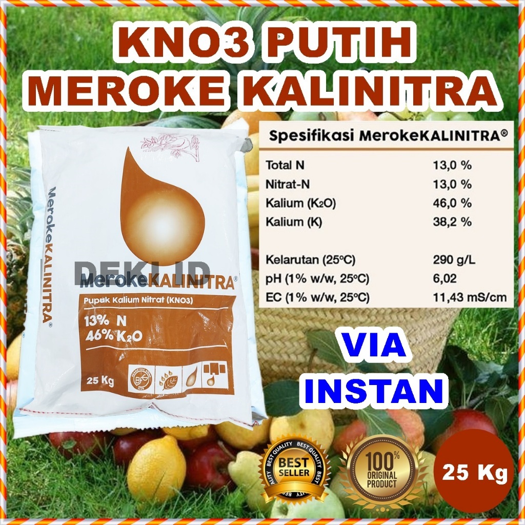 Kalinitra Meroke 25 Kg Via Instan Pupuk KNO3 Putih Kemasan Pabrik Nutrisi Generatif Tanaman Anggur M