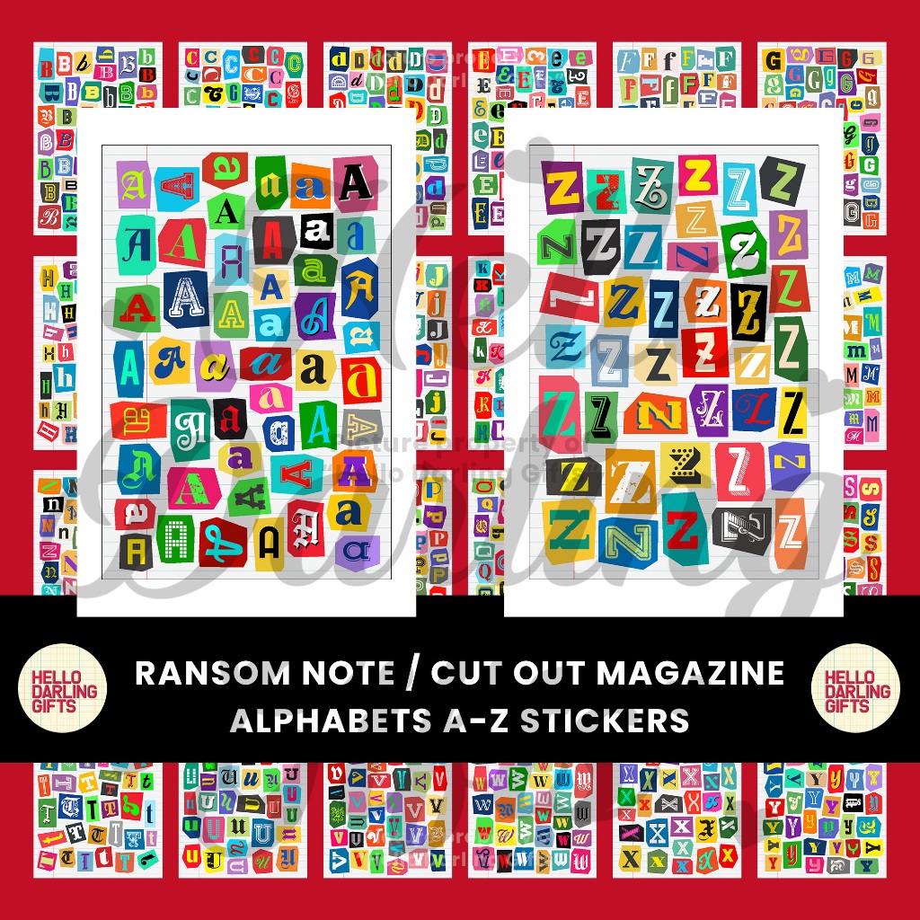 

1,190 pcs Sticker Huruf Full Set A-Z Ransom Note Cut Out Magazine Style. Sticker Alphabet Journaling Scrapbook Deco. Kiss Cut.