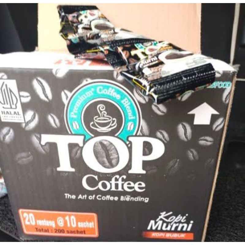 

Top Coffee kopi Murni kopi Bubuk Sachet 1 Dus isi 20 Renteng/10 Sachet