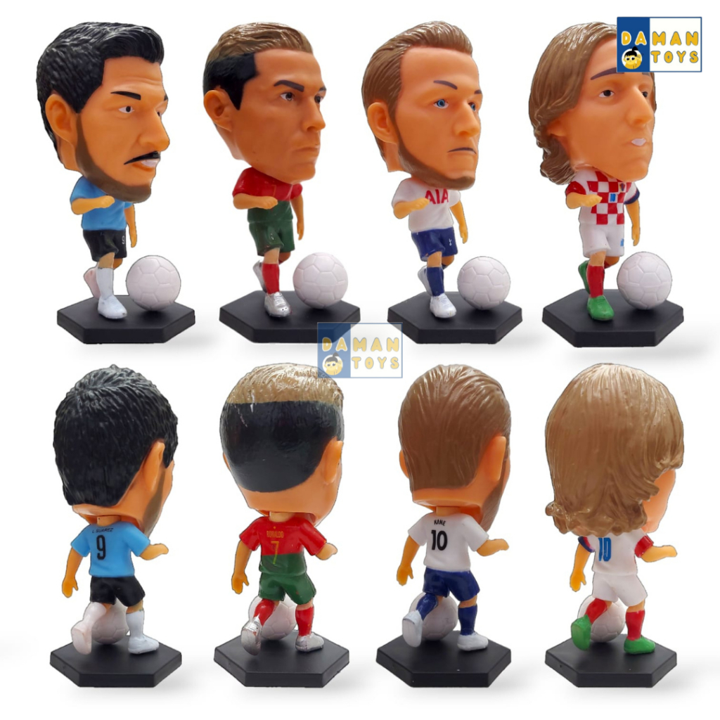 URBANZENT - Miniatur Figure Pemain Bola Soccerwe Kodoto Ronaldo Mbappe David Beckham Lionel Messi