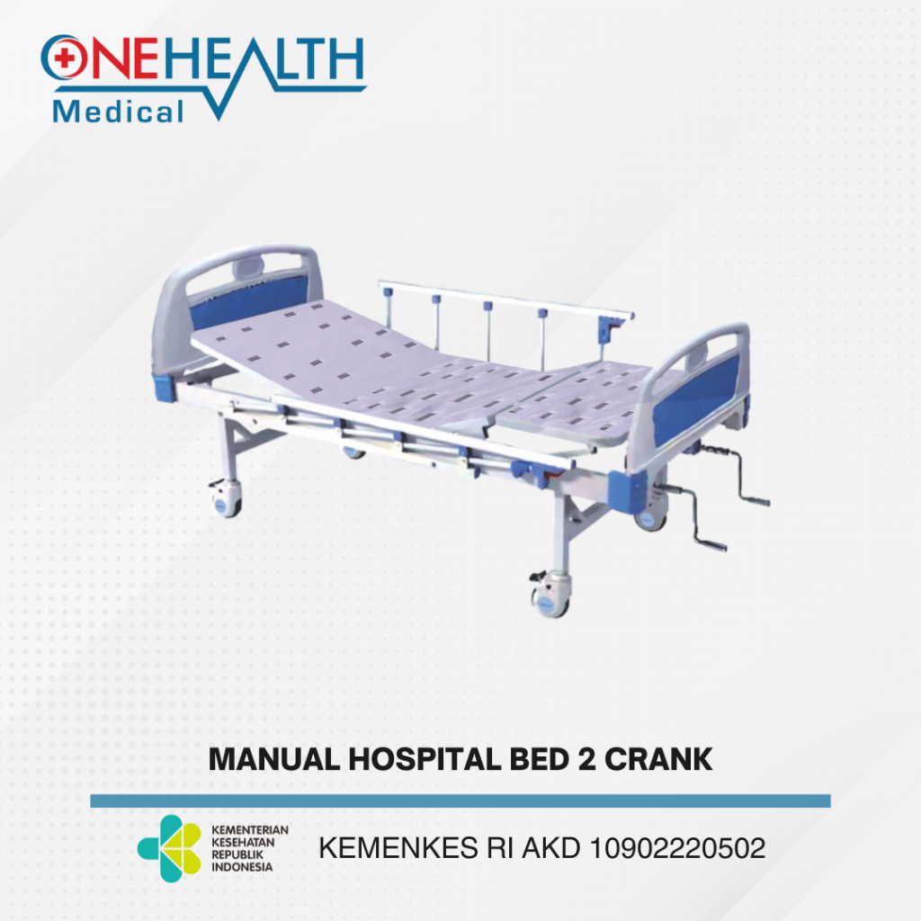 Onehealth GTT Hospital Bed 2 Crank + Standart infus + Matras 2 Crank Manual / Ranjang Medis Tempat T