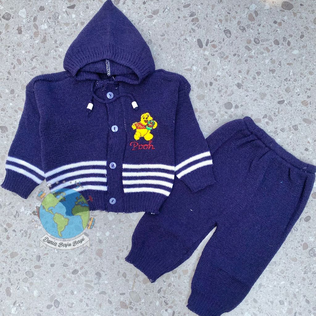 Setelan Rajut Bayi Baru Lahir Setelan Sweater Bayi Newborn Setelan Bayi Baju + Celana Rajut Bayi - D