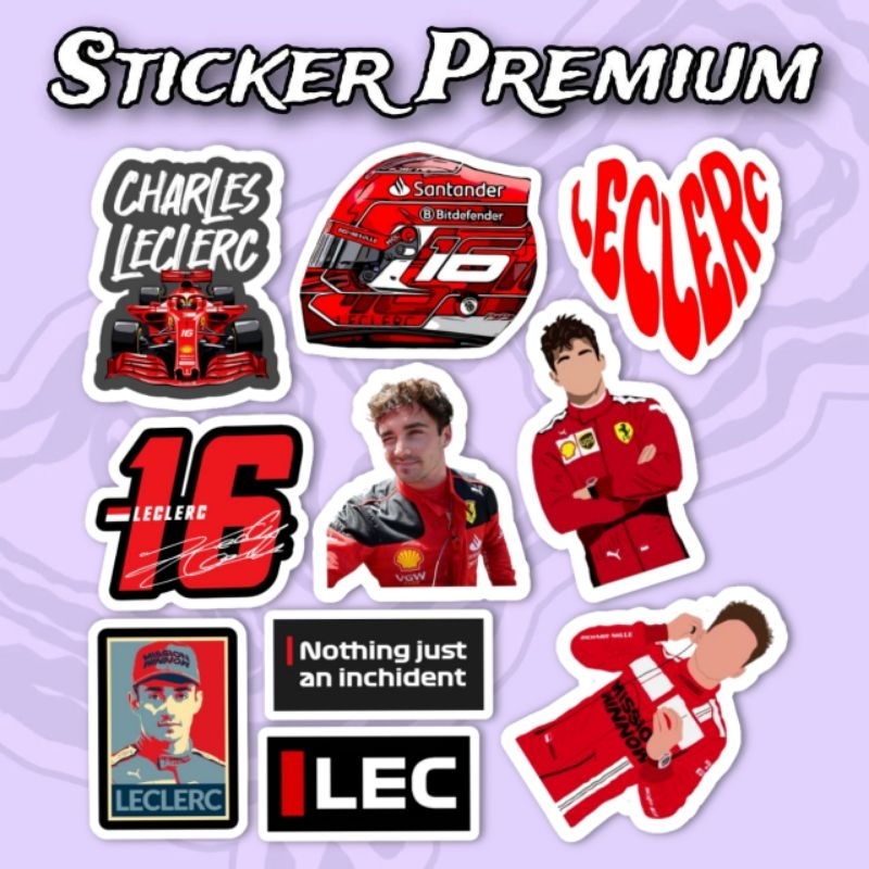 

Sticker F1 Charles Leclerc Ferrari Pack Isi 10 Pcs vinyl waterproof