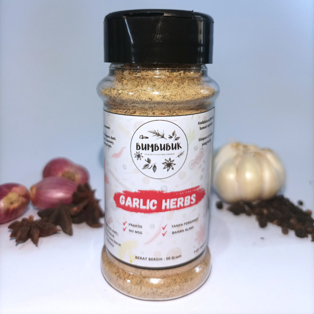 

Bumbubuk Garlic Herbs 35gr / Garlic Herbs / Italian Herbs / Bumbu Steak / Bumbu Tabur / Rempah Itali/ Rosemary/Oregano/Parsley/Thyme