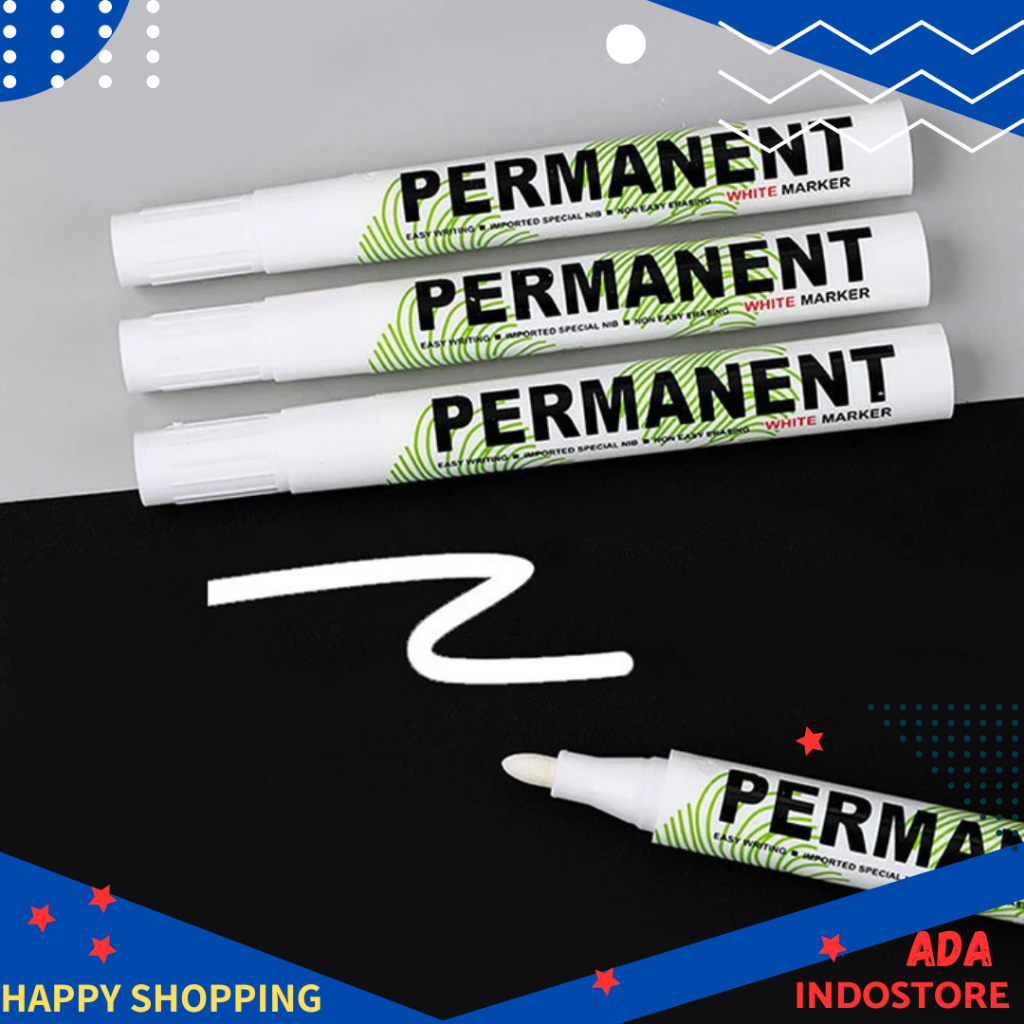 

WHITE MARKER Spidol Ban Permanen Oil Based Marker Waterproof 2mm