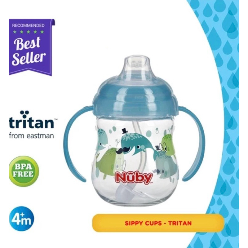 PRELOVED - NUBY SIPPY CUP TRITAN SPOUT 270ML - BLUE WHALE