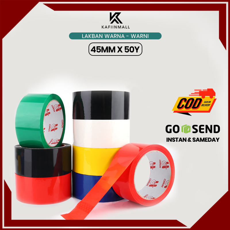 ISOLASI HORICI TAPE Perekat Murah Super Kuat /45mmx50Y LAKBAN Plastik WARNA-WARNI