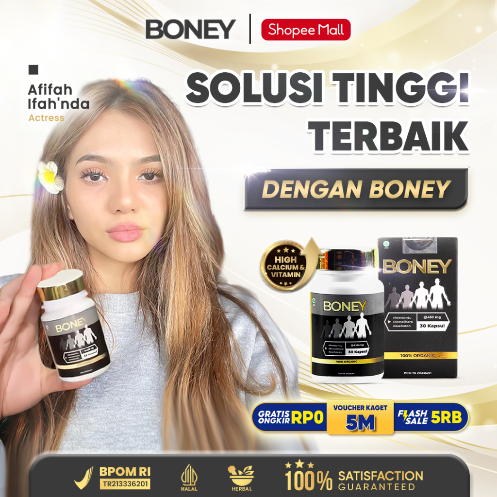 Boney Peninggi Badan Bpom Approved Vitamin Penunjang Pertumbuhan Tinggi Badan 5-15 Centi Terlaris