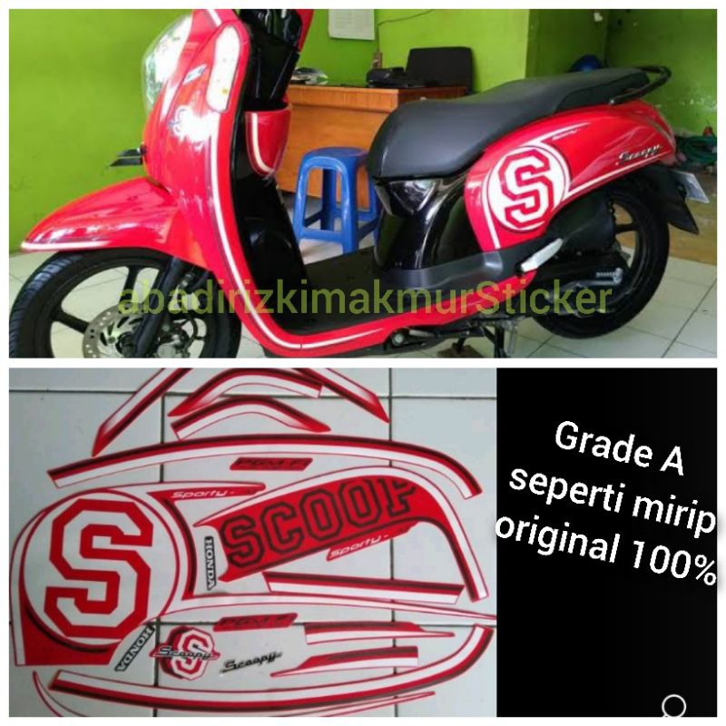 Lis Stiker Striping Scoopy Merah fi 2014/ 2015 Grade A seperti original 100%