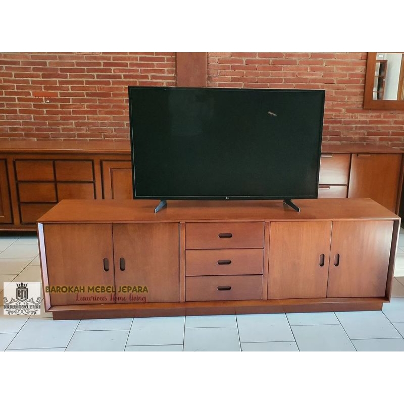 Bufet minimalis jati 2 meter warna salak brown