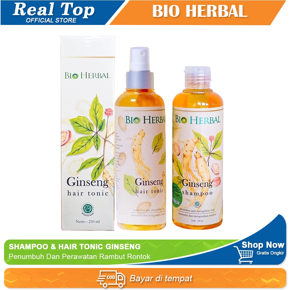 PAKET BIO HERBAL SHAMPO & HAIR TONIC GINSENG Original Perawatan Penumbuh Rambut Botak Dan Rontok